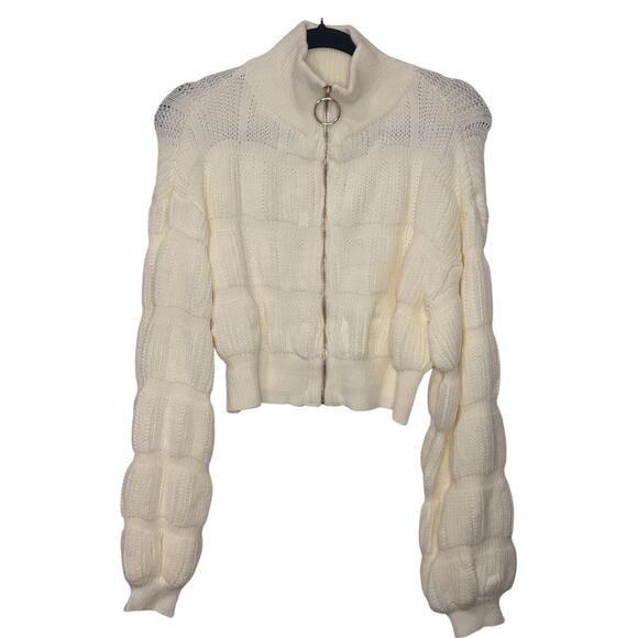 Hera Collection Cream Cropped Full Zip Sweater-NWOT - Picture 1 of 5